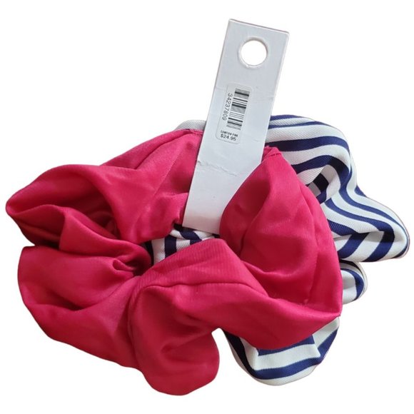 Ann Taylor Loft Striped & Solid Scrunchie Set | NWT | Navy Blue White Fuchsia - Picture 3 of 5